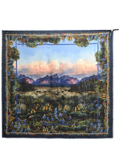 High Glory Days Printed Wool Scarf In Multicoloured