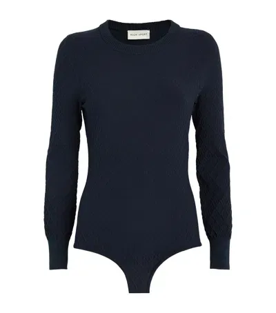 High Sport Stretch-cotton Drane Bodysuit In Blue