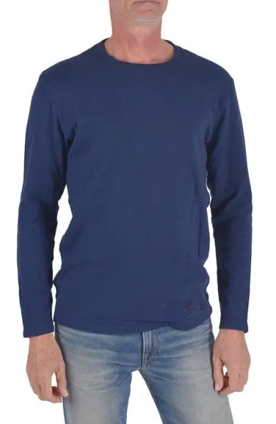 Hiroshi Kato The Drill Long Sleeve Cotton T-shirt In Navy