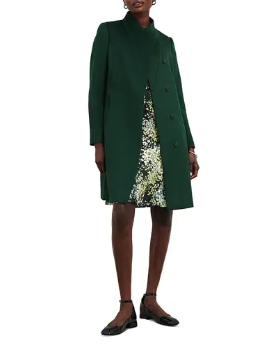 Hobbs London Marissa Concealed Placket Coat In Bay Green