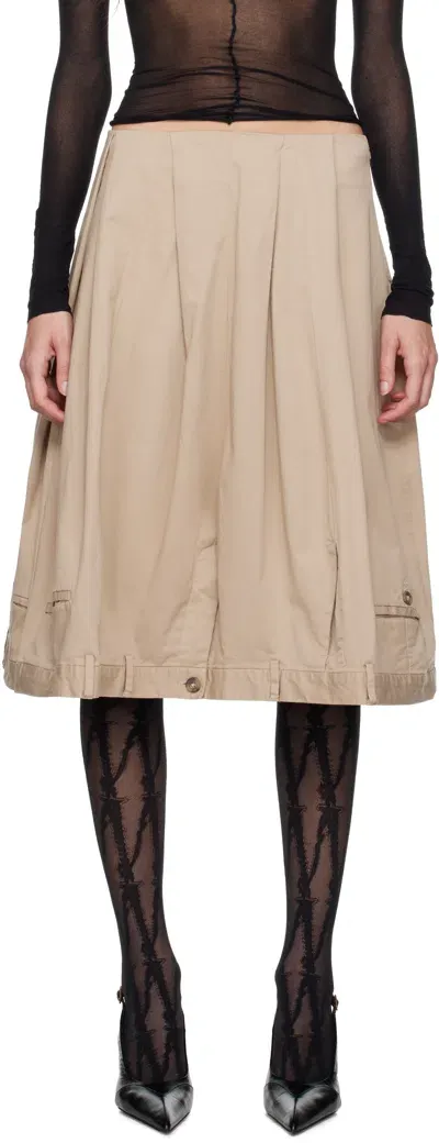 Hodakova Beige Upside Down Chinos Wide Midi Skirt In Neutrals