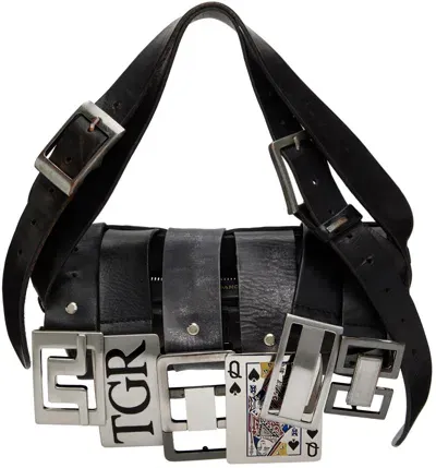 Hodakova Black Buckle Baguette Bag