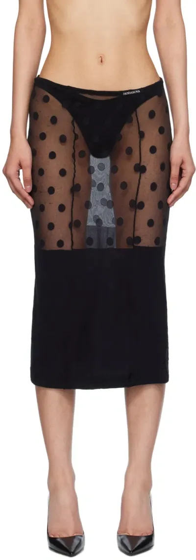 Hodakova Black Stocking Polka Midi Skirt