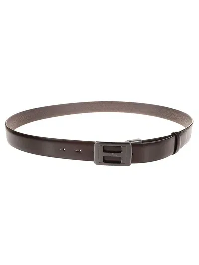 Hogan Classic Logo Detailed Buckle Belt In Marrone