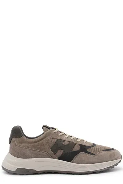 Hogan Hyperlight Side Logo Patch Sneakers In Beige