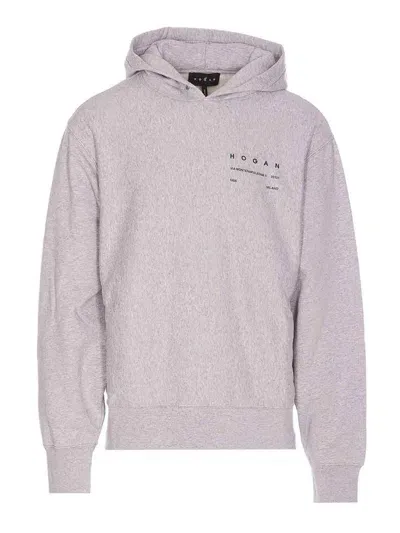 Hogan Logo Hoodie In Gris