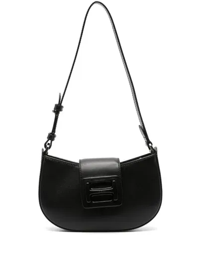 Hogan Pre H Bag Leather Shoulder Bag In Black