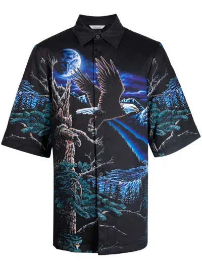 Holzweiler National-print Short-sleeve Shirt In Black