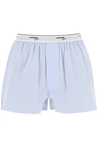 Homme Girls Cotton Boxer Shorts In Blue