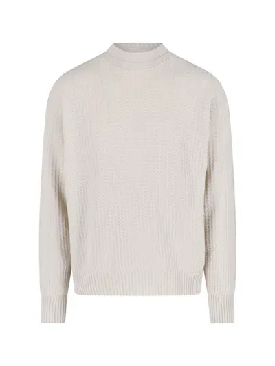 Homme Plisse Crewneck Sweater In Beige