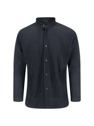 Homme Plisse Pleated Shirt In Black  