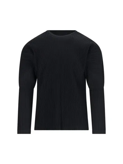 Homme Plisse Pleated T-shirt In Black  