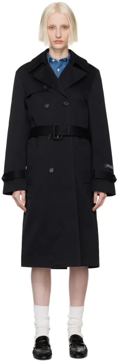 Hommegirls Black Double-breasted Trench Coat