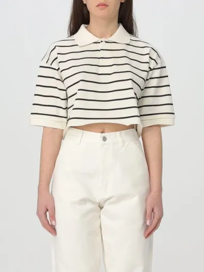 Hommegirls Cropped Stripe Pique Polo Black/white