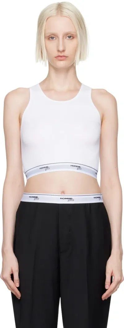 Hommegirls White Cropped Tank Top