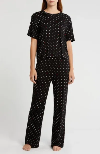 Honeydew All American Pajamas In Black Polka Dot Hearts