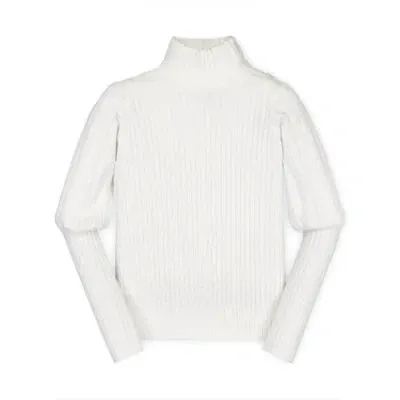 Hope & Henry Baby Girls' Balloon Sleeve Turtleneck Sweater, Infant In Soft White Balloon Sleeve