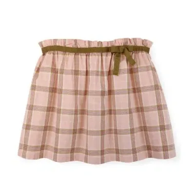 Hope & Henry Baby Girls' Gathered Skirt With Ribbon, Infant In Fall Rose Plaid