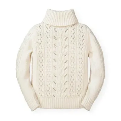 Hope & Henry Baby Girls' Organic Pointelle Turtleneck Sweater, Infant In Ivory