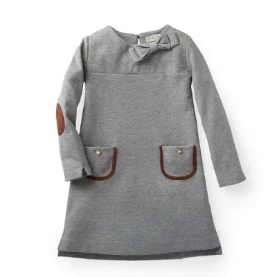 Hope & Henry Baby Girls' Quilted Ponte Riding Dress, Infant In Gray Heather