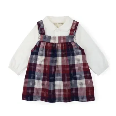 Hope & Henry Kids'  Baby Organic Bodysuit And Jumper Set, Infant In Berry Tartan Set