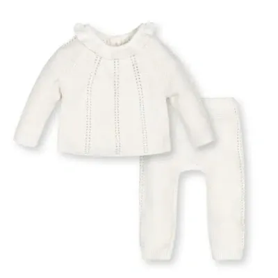 Hope & Henry Kids'  Baby Organic Pointelle Sweater Set, Infant In Soft White Ruffle Pointelle