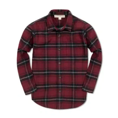 Hope & Henry Boys' Organic Flannel Shirt, Kids In Oxblood City Plaid