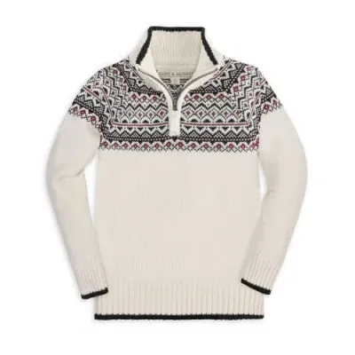 Hope & Henry Boys' Organic Half Zip Ski Sweater, Kids In Ivory City Fair Isle