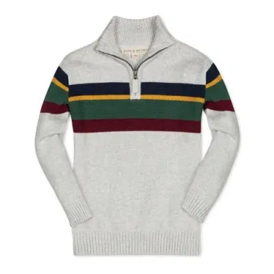 Hope & Henry Boys' Organic Half Zip Sweater, Kids In Gray With Homeroom Stripe