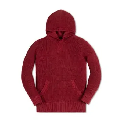 Hope & Henry Boys' Hooded Pullover Sweater, Kids In Dark Red Waffle