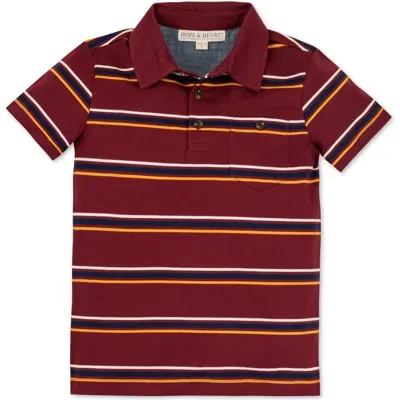 Hope & Henry Boys' Organic Jersey Polo, Kids In Oxblood Stripe