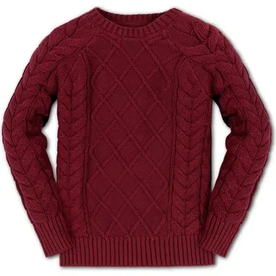 Hope & Henry Boys' Organic Raglan Fisherman Sweater, Kids In Oxblood Fisherman