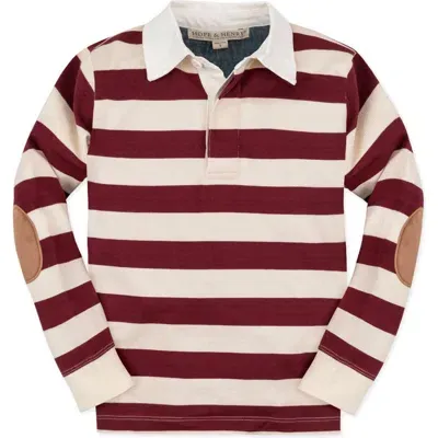 Hope & Henry Boys' Organic Rugby Shirt, Kids In Oxblood And Ivory Rugby