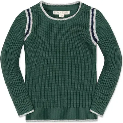 Hope & Henry Boys' Organic Sporty Crew Neck Sweater, Kids In Collegiate Green