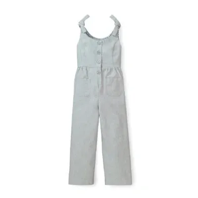 Hope & Henry Girls' Knot Tie Button Front Jumpsuit, Kids In Gray Tweed