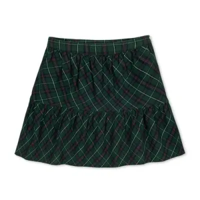 Hope & Henry Girls' Organic Flounce Party Skirt, Kids In Merry Pine Plaid