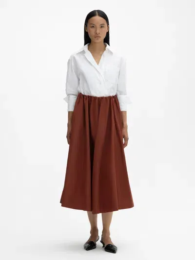 House Of Dagmar A-lined Silk Skirt In Masala Red