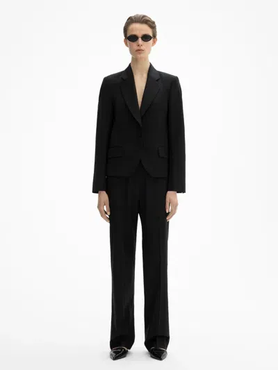 House Of Dagmar Short Pleated Blazer In Black