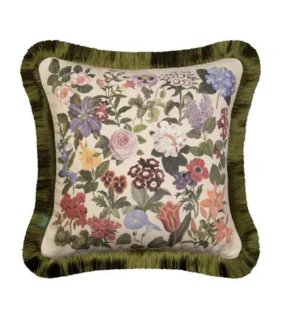 House Of Hackney Linen-blend Floralia Cushion In Green