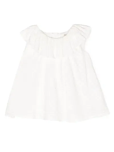 Hucklebones London Kids' Ruffle Collar Top In White