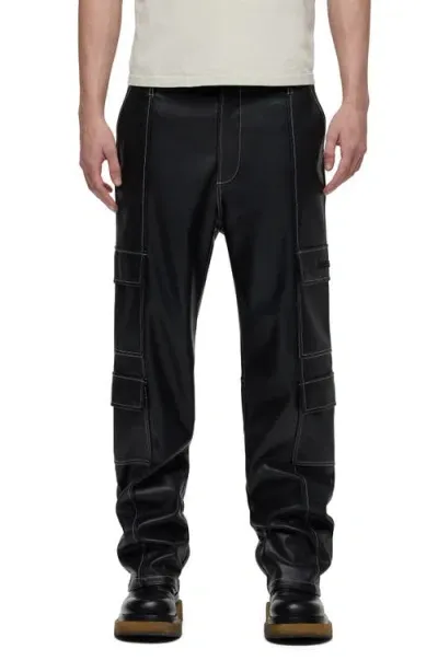 Hudson Jeans Baggy Faux Leather Cargo Pants In Black Sky