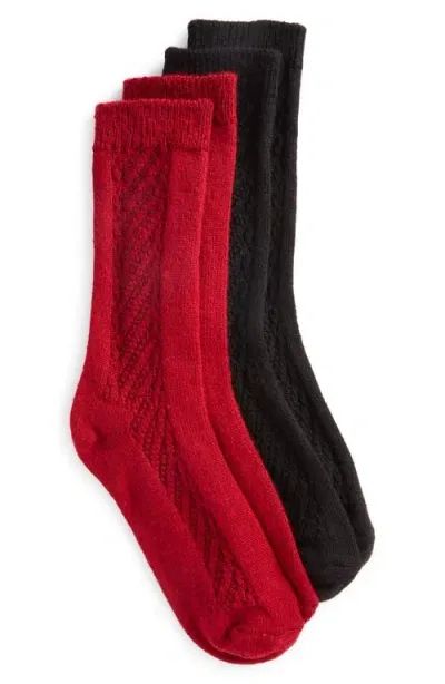 Hue Assorted 2-pack Seed Stitch Boot Socks In Red Pack