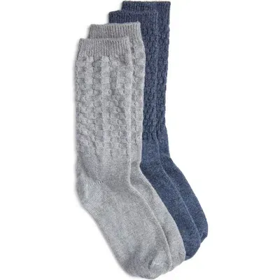 Hue Assorted 2-pack Textured Crew Socks In Denim Pack