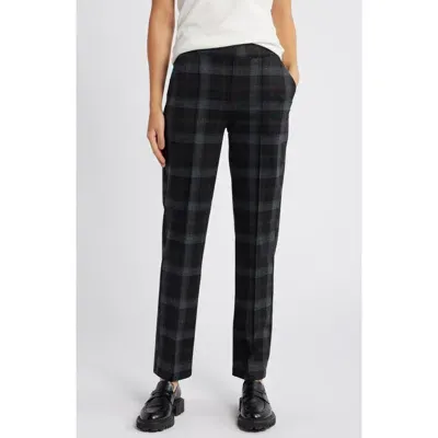 Hue Plaid Straight Leg Pull-on Pants In Brown