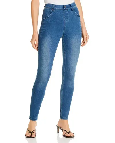 Hue Ultra-soft High-waisted Denim Leggings In Windsor Blue Wash