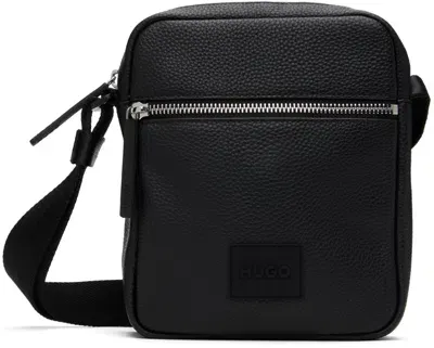 Hugo Black Faux-leather Reporter Bag In 001-black