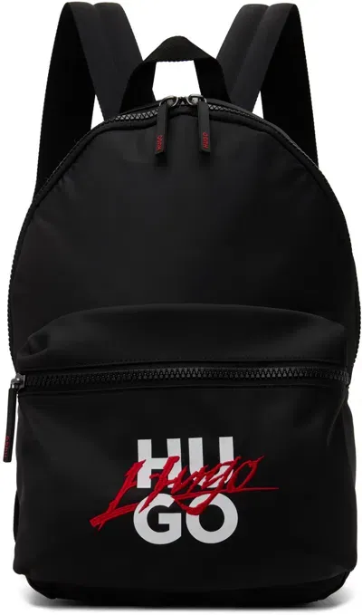 Hugo Black Handwritten 2.0 Backpack In 001-black