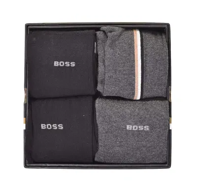 Hugo Boss 4 Pack Socks Iconic Gift Set 001 Black Grey