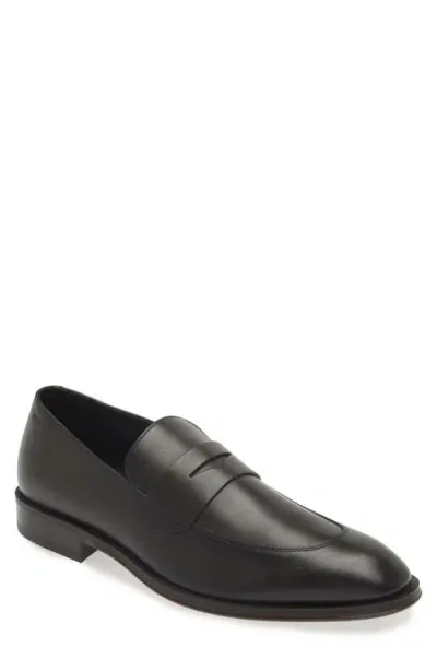 Hugo Boss Boss Derrek Penny Loafer In Dark Brown