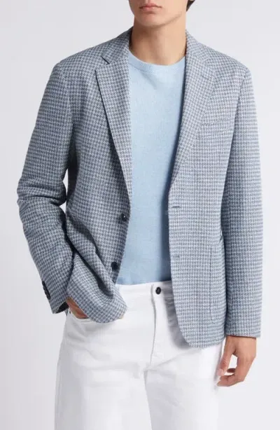 Hugo Boss Boss Hanry Houndstooth Linen & Cotton Blend Sport Coat In Bright Blue